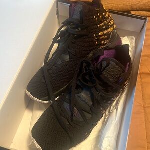 Lebron XVII black purple and white